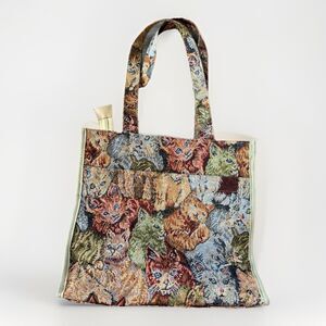 Cat Tapestry Tote Bag And Coin Purse Zip 11.5x12
